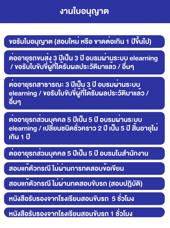 เลือกประเภทใบอนุญาติขับขี่ ต่อใบขับขี่ 2564